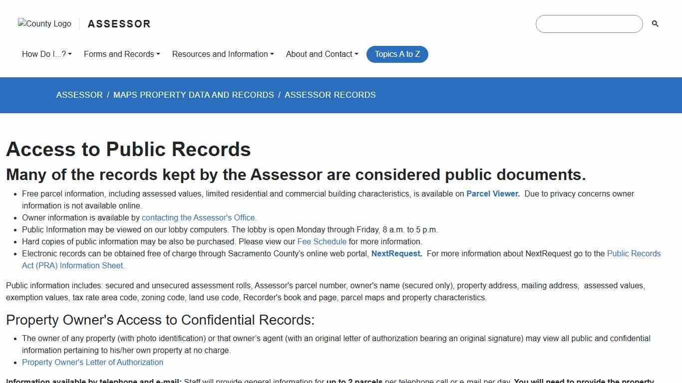 Assessor Records
