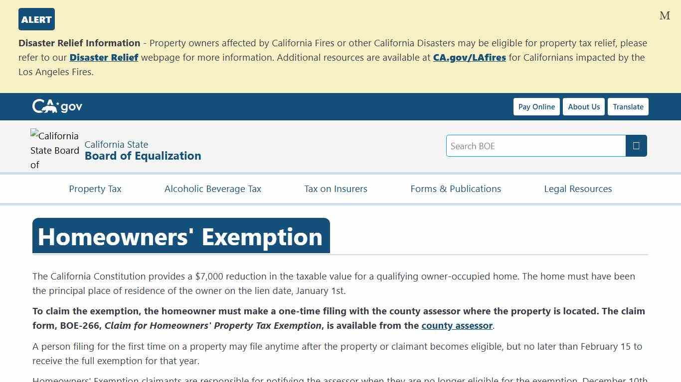 Homeowners' Exemption
