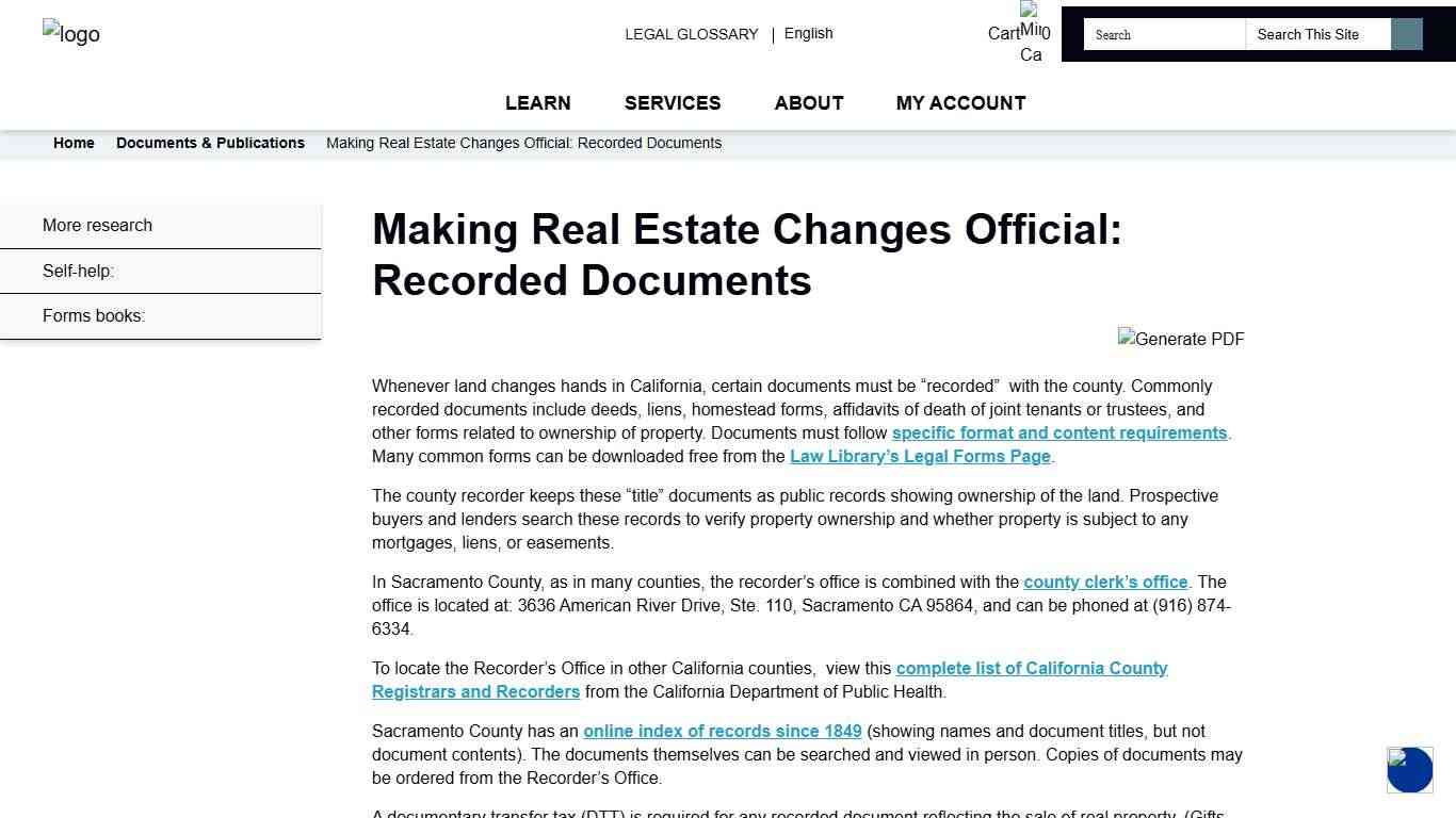 Making Real Estate Changes Official: Recorded Documents - Sacramento County Public Law Library